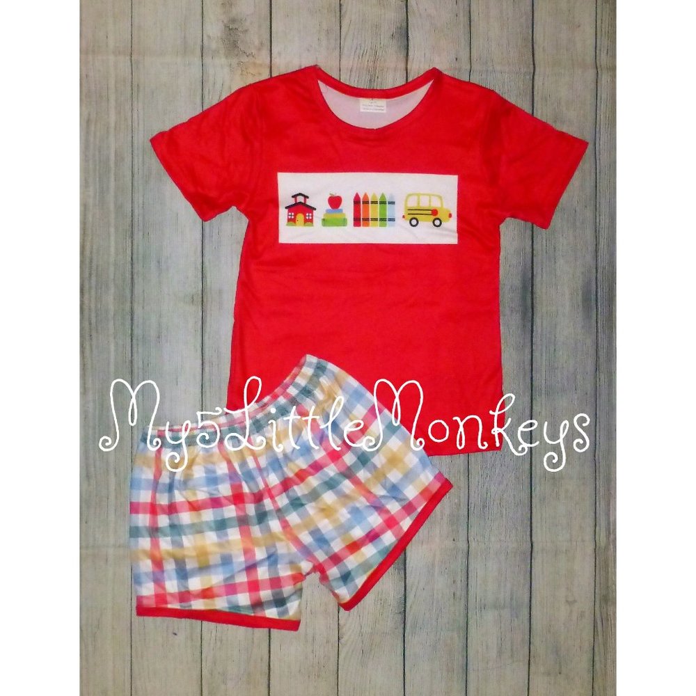 Boutique Back to School Boys Shorts Outfit Set